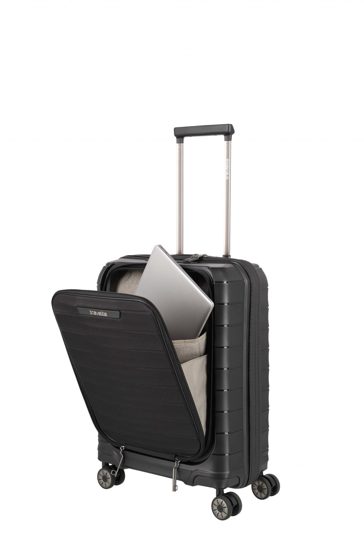 Travelite MOOBY Hartschalenkoffer  S 55cm mit Vortasche. Schwarz