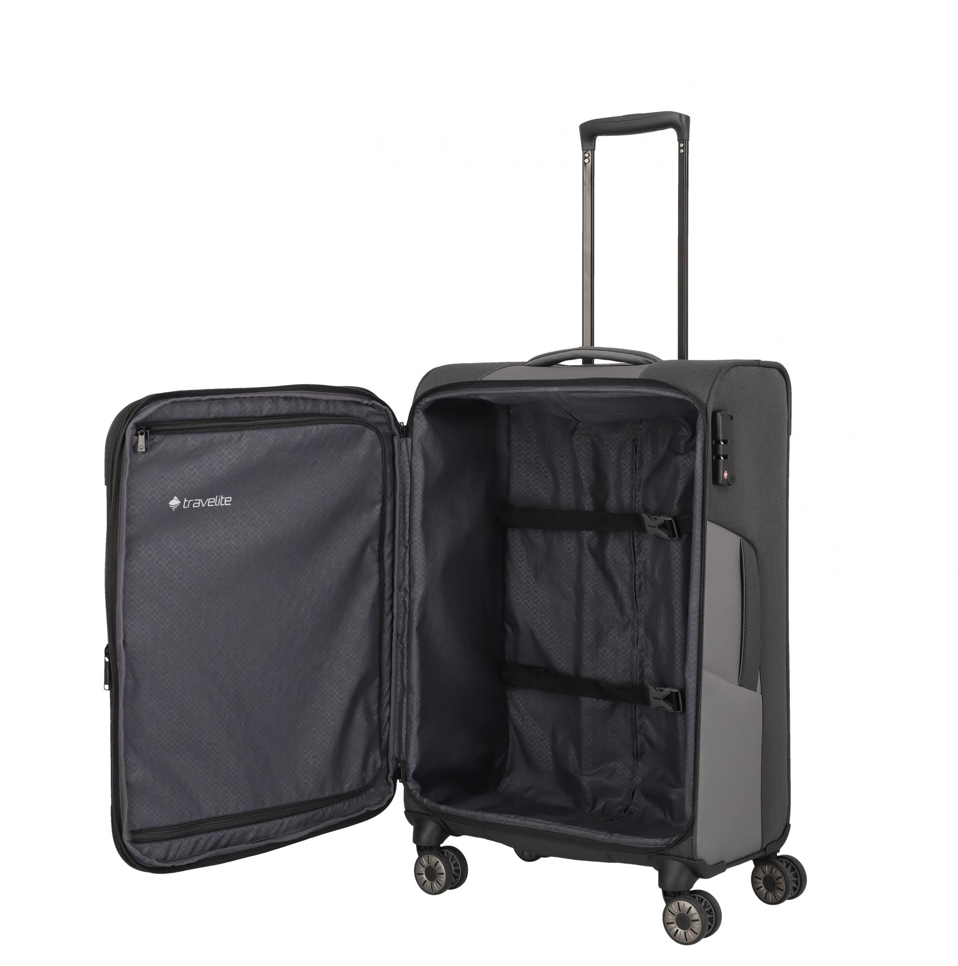 Travelite VIIA M 67cm Weicher Trolley Koffer, Schiefer