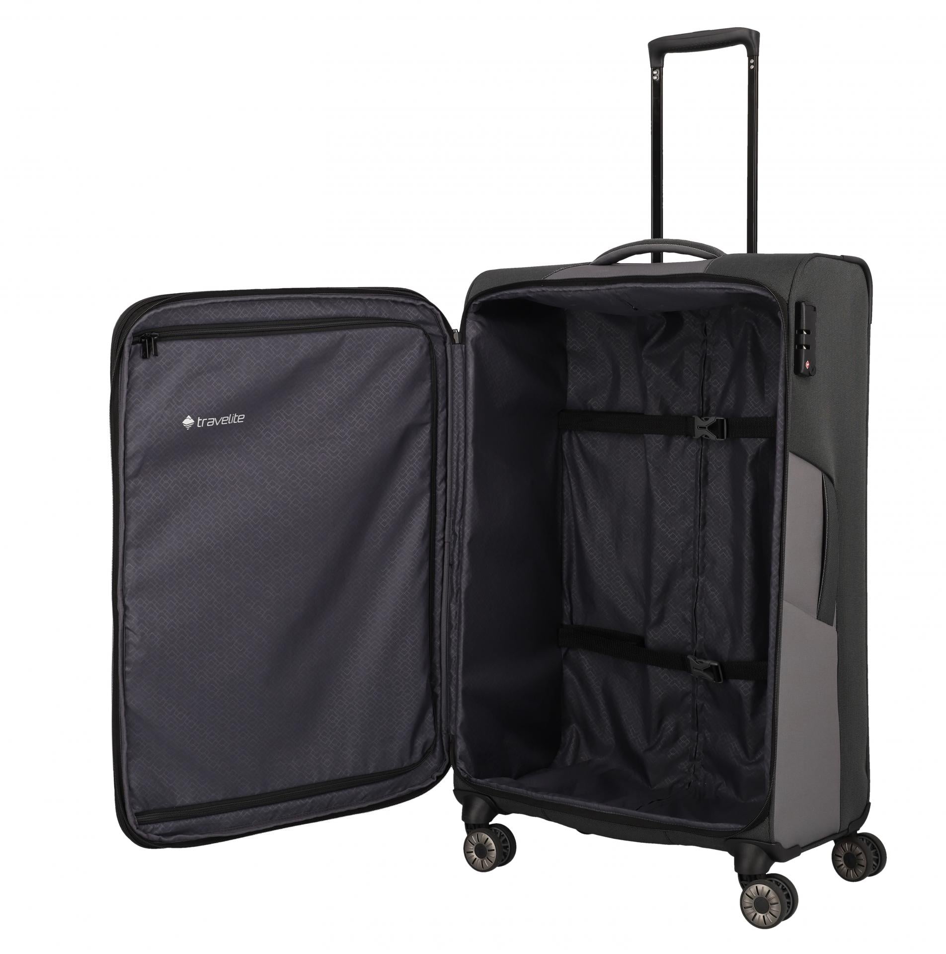 Travelite VIIA L 77cm Weicher Trolley Koffer, Schiefer