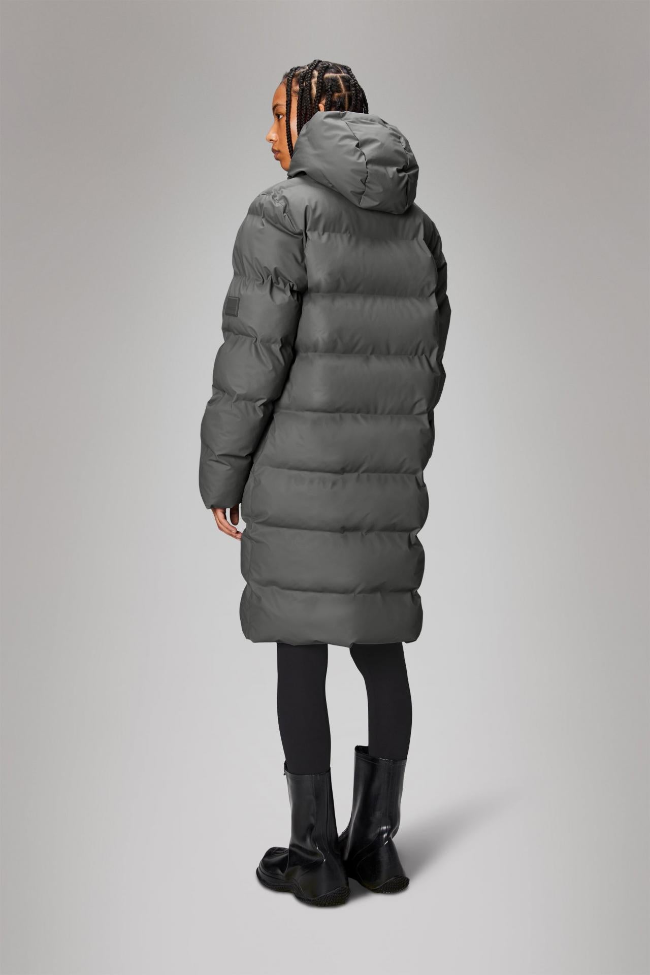 Rains Alta Long Puffer Winterjacke - Farbe: Grey - Variante: S