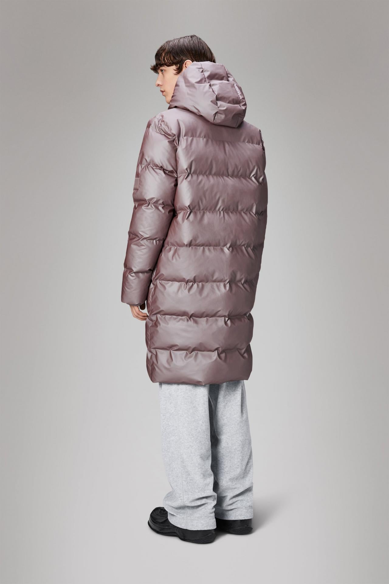 Rains Alta Long Puffer Winterjacke - Farbe: Muse - Variante: M