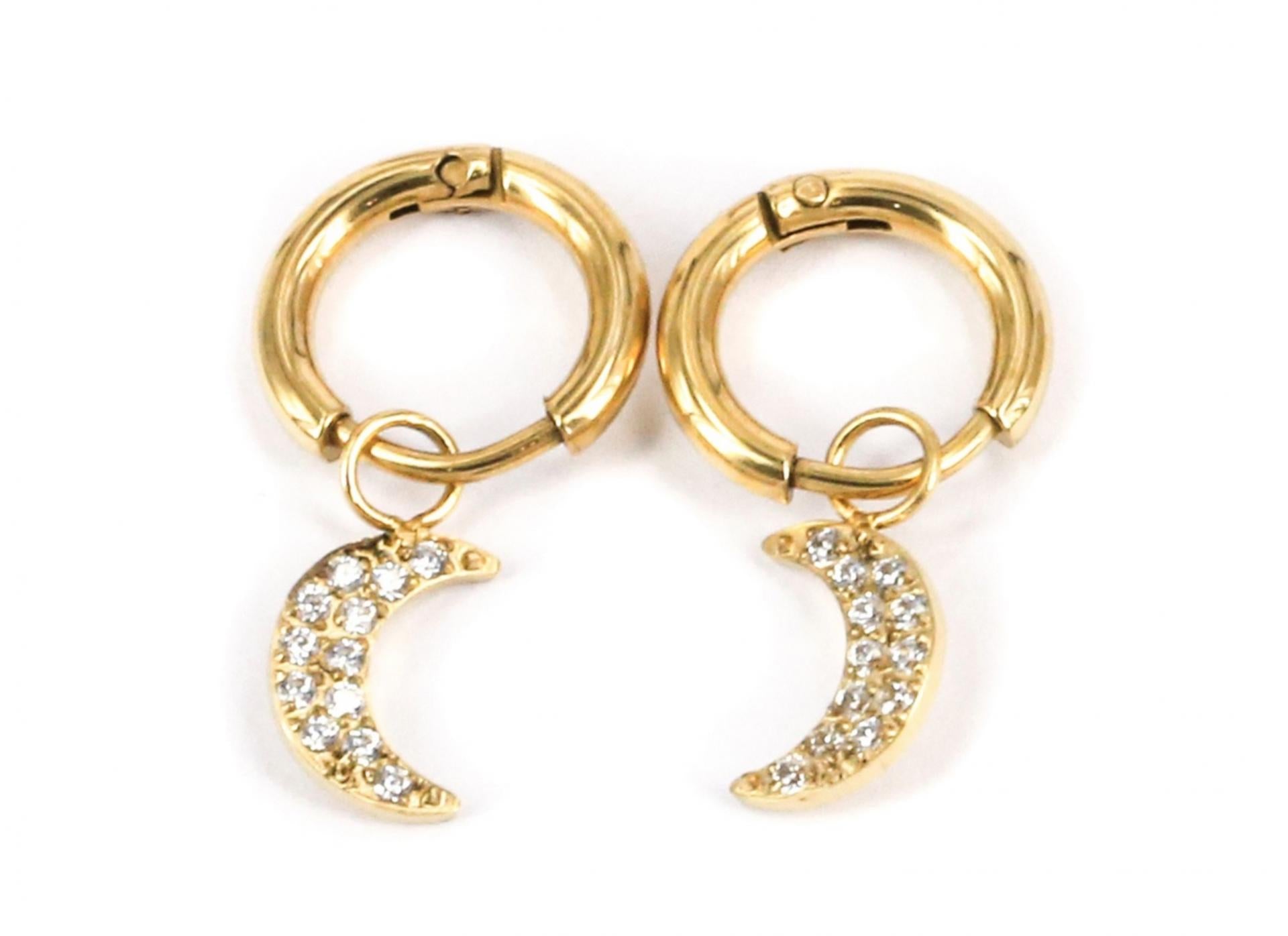 BOUCLES D OREILLES CREOLE ACIER DORE ZIRCONIUM gold