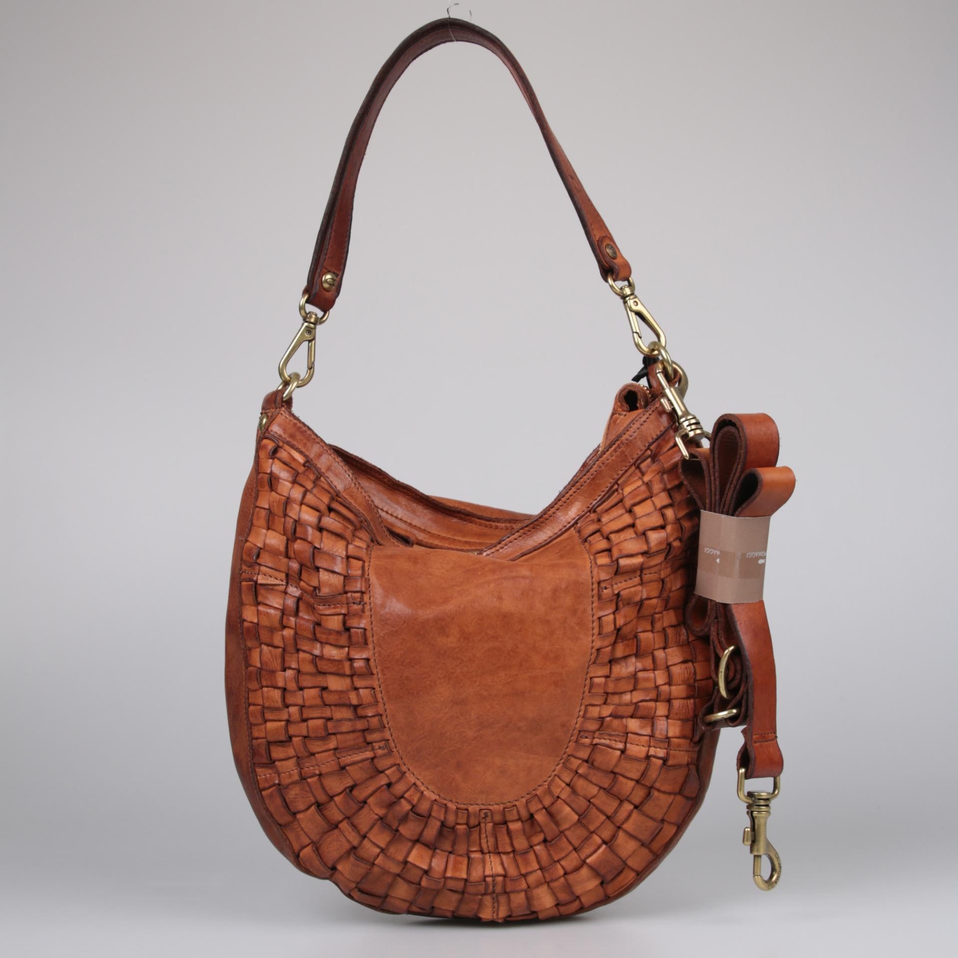 Campomaggi Umhängetasche Shoulder Bag Regular Weaved Cognac