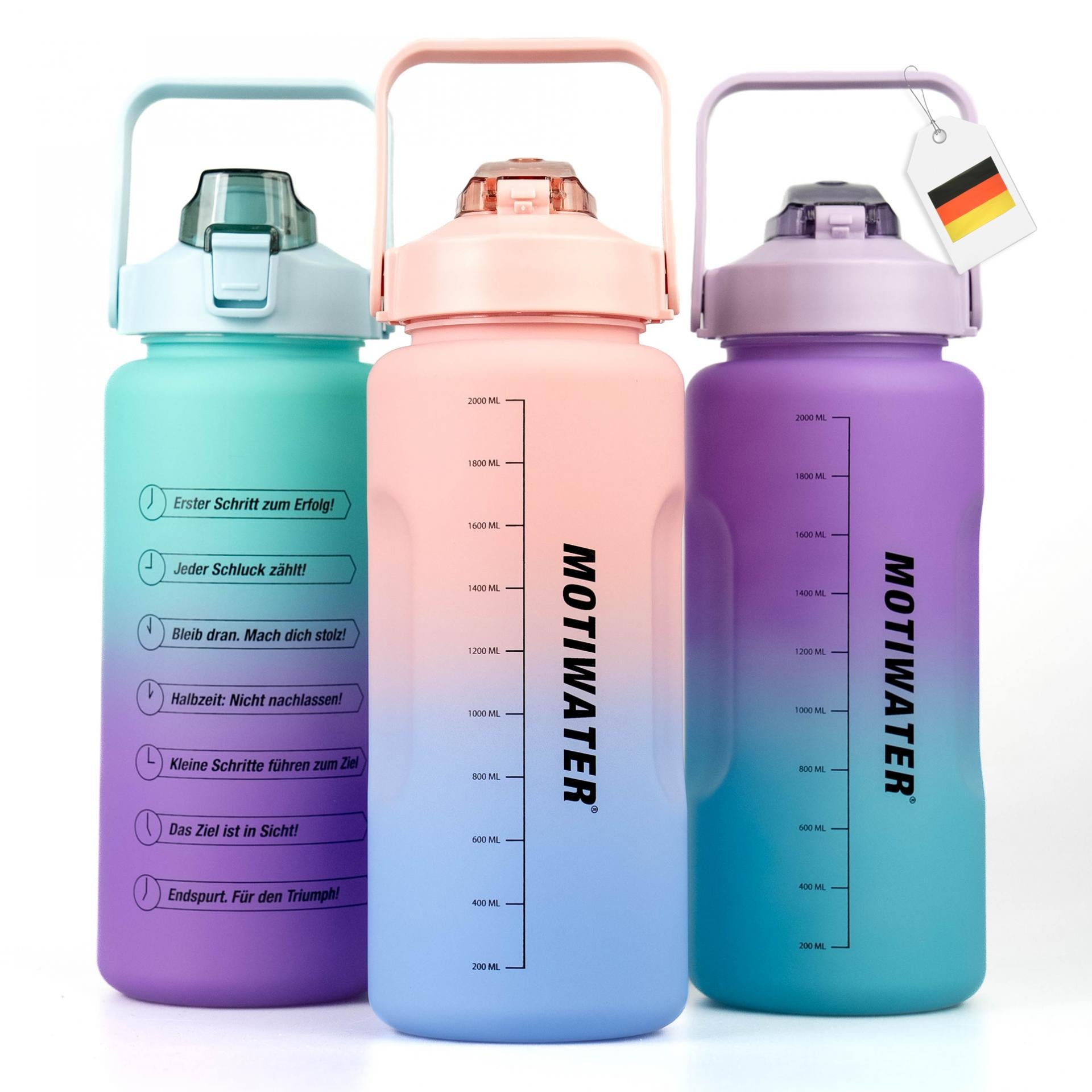 Motiwater Trinkflasche 2 L Grün / Lila