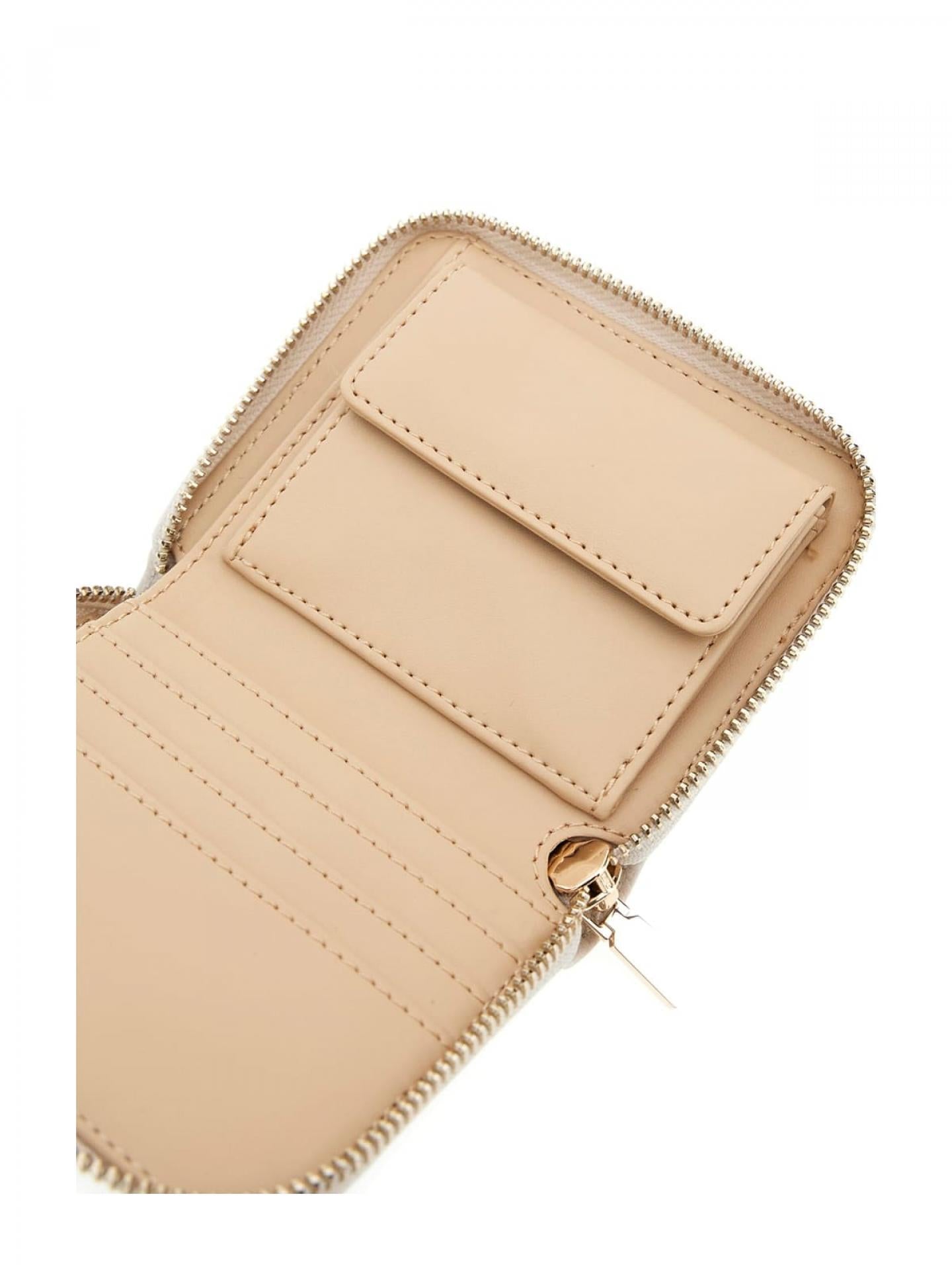 Guess LAUREL SLG SMALL ZIP AROUND Ivory