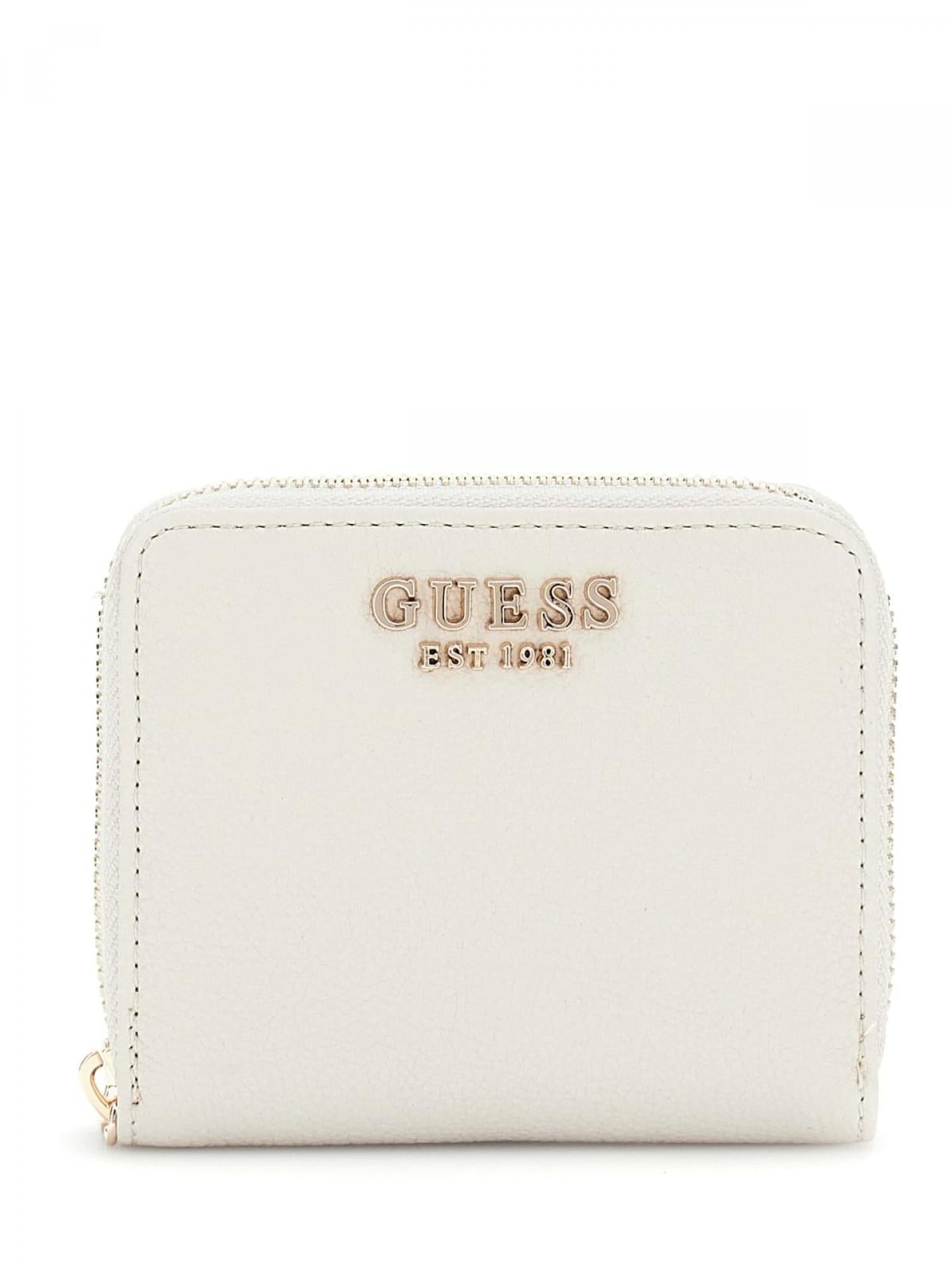 Guess LAUREL SLG SMALL ZIP AROUND Ivory