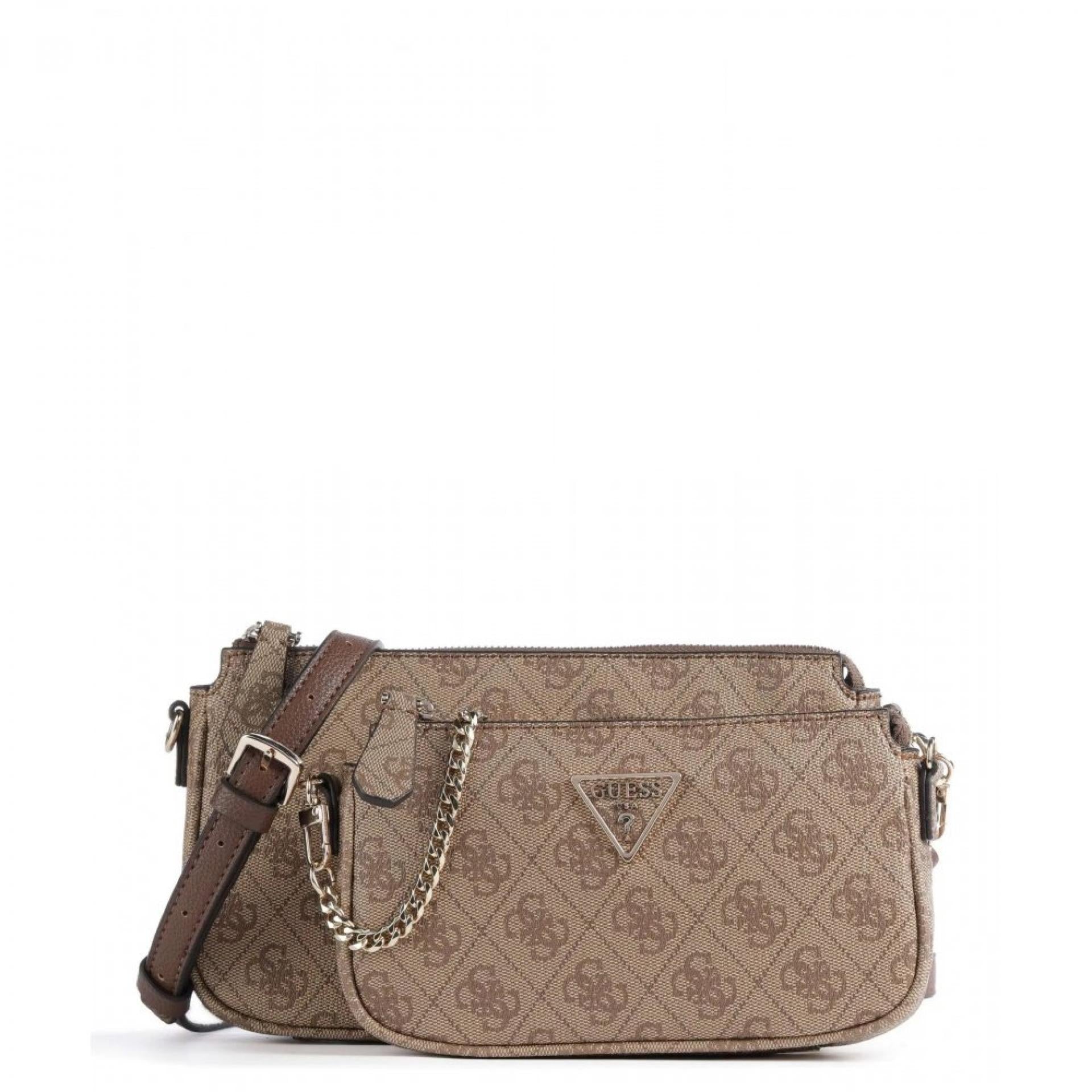 GUESS Noelle Mini Latte Logo/Brown Reißverschlusstasche