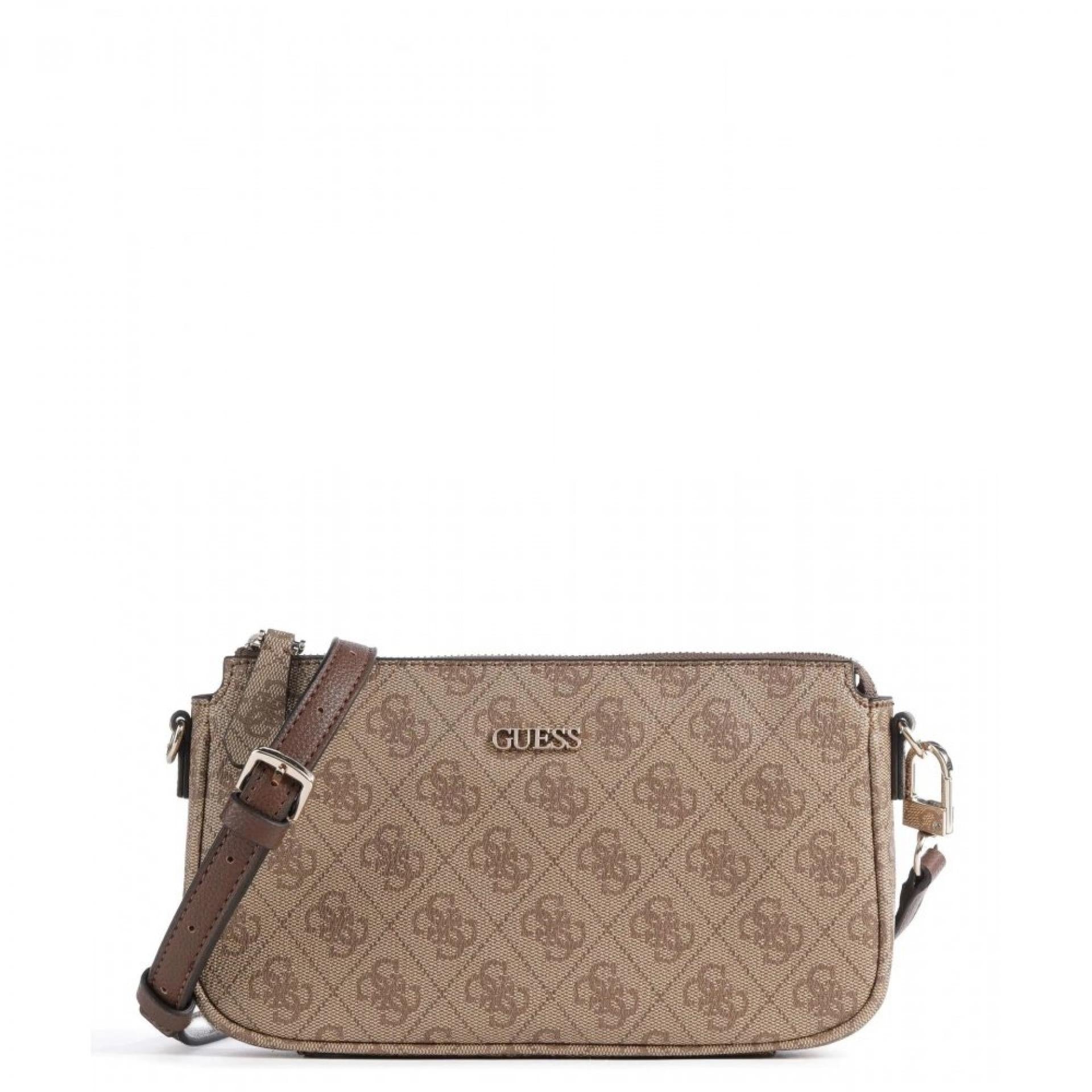 GUESS Noelle Mini Latte Logo/Brown Reißverschlusstasche