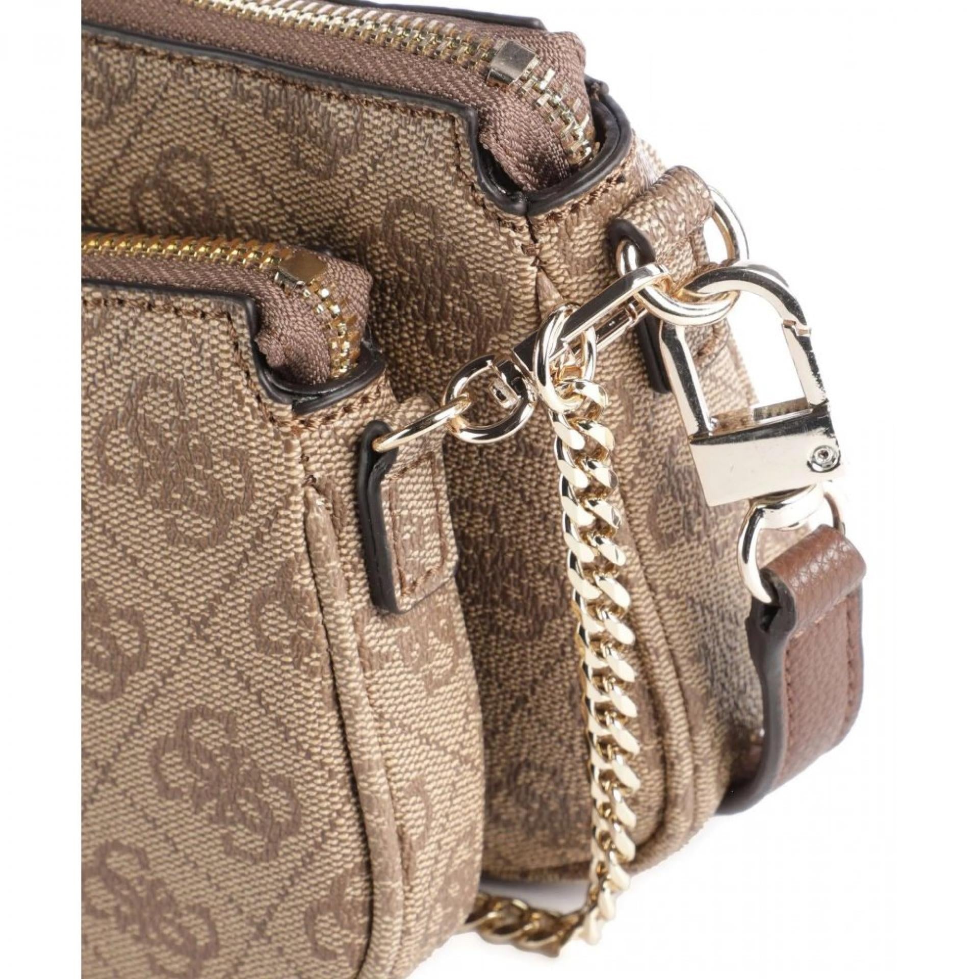 GUESS Noelle Mini Latte Logo/Brown Reißverschlusstasche