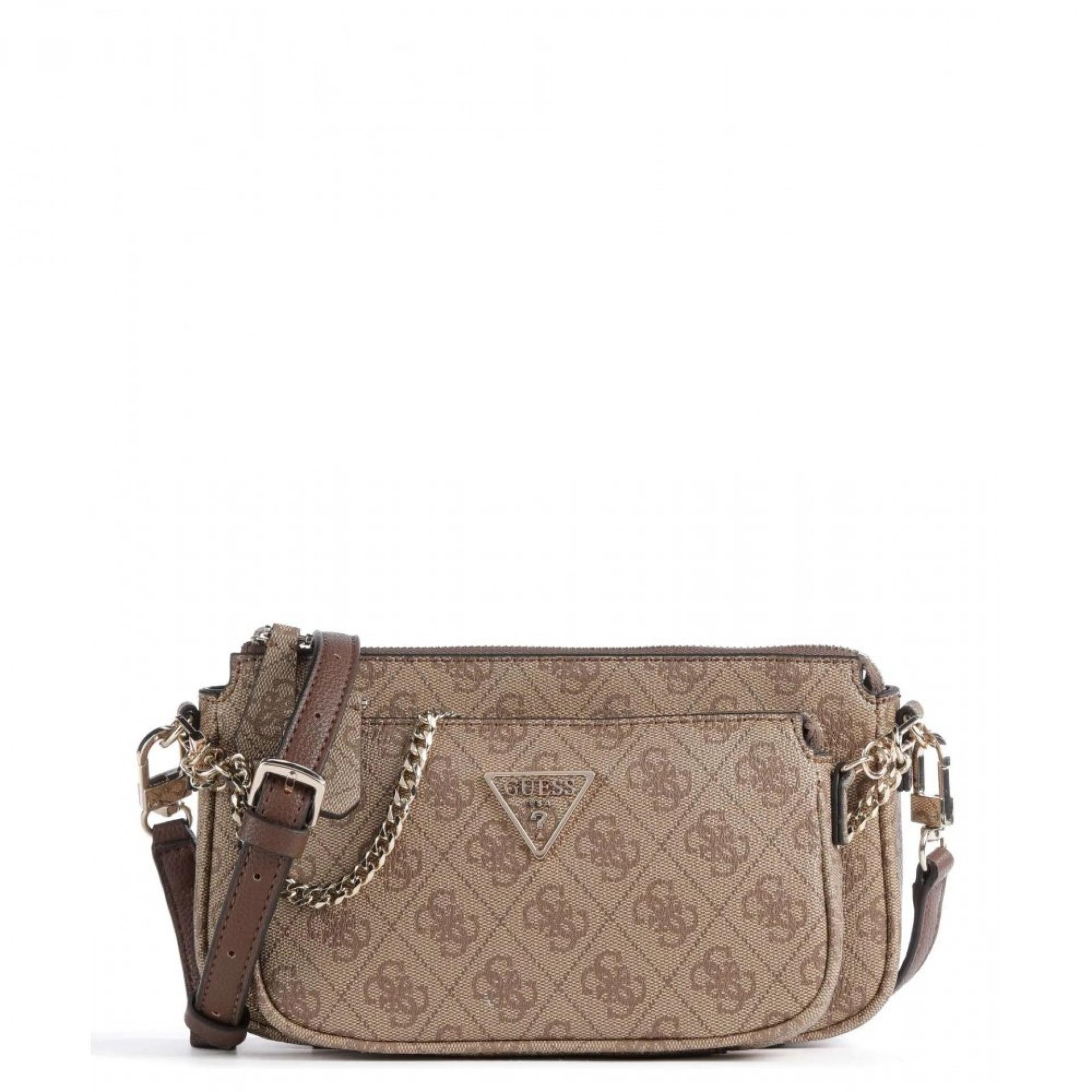 GUESS Noelle Mini Latte Logo/Brown Reißverschlusstasche