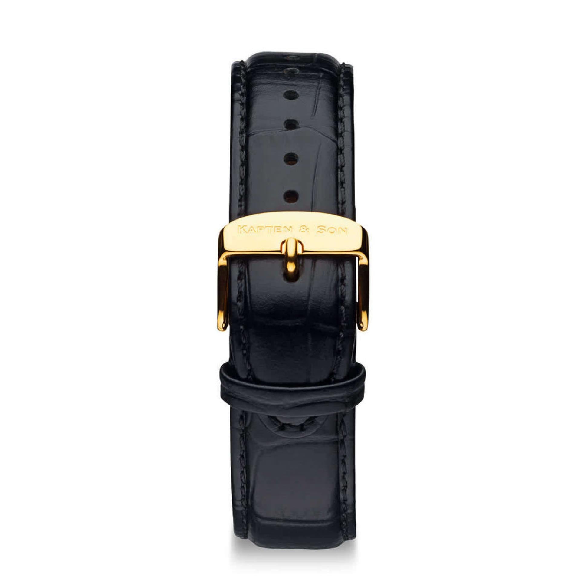 Kapten & Son Uhrenarmband Chrono Leder 20mm - Farbe: Croco Black Gold